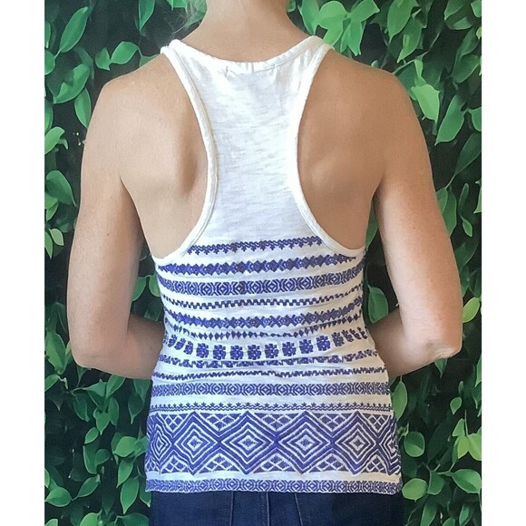 🌊 Sam Edelman White & Blue Sleeveless Top – Tulum Embroidered, Size Small - Picture 6 of 8